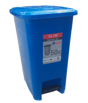 Корзина для мусора с педалью Afacan Plastik SLIM синий пластик, 50 л SPK-50 107