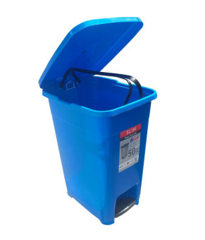 Корзина для мусора с педалью Afacan Plastik SLIM синий пластик, 50 л SPK-50 107