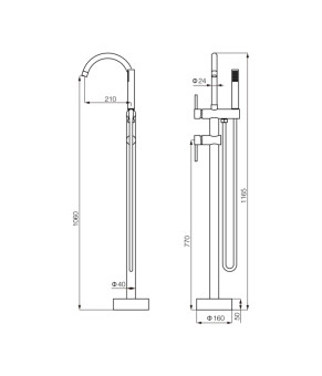 Смеситель для ванны VBI MILANO BRUSHED COPPER напольный (VBI-050108BC)