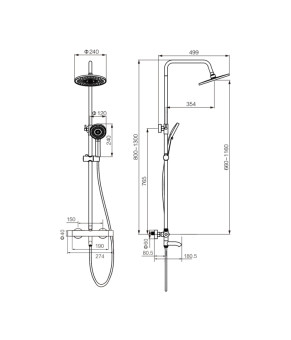 Душевой гарнитур VBI MILANO BRUSHED COPPER с термостатом и изливом (VBI-050111BC)