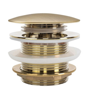Донный клапан для ванны VBI BRUSHED GOLD click-clack универсальный (VBI-059001BG)