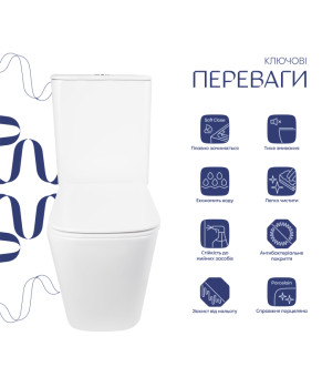 Унітаз підлоговий Qtap Tern Ultra Quiet безобідковий з сидінням Soft-Close QT17226003AW White