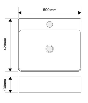 Раковина подвесная-накладная MIXXUS PREMIUM QUADRO-0204 600х420х130mm (отверстие под смеситель, перелив) (MP6719)
