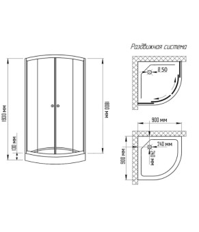 Душевая кабина KO&PO 7122-7, 90×90, без поддона С15089