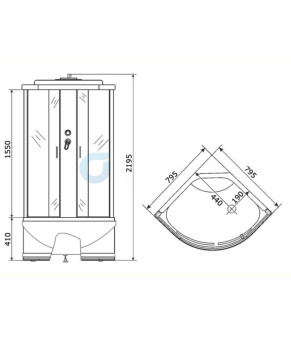 Душевой бокс KO&PO 470 F, 80×80, с матовым стеклом С10088