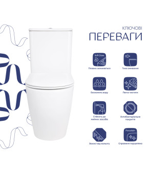Унітаз підлоговий Qtap Evia Ultra Quiet 630×350×795 мм з сидінням Soft-close, White QTEVI27W49258