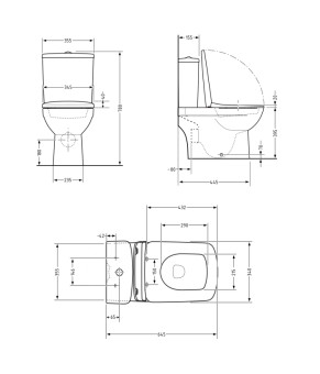 Унитаз напольный Qtap Presto Quadro безобідковий з сідінням Soft-close QTPRE27W51021