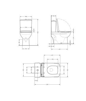 Унітаз-компакт Qtap Presto Quadro безободковий з сидінням Soft-close QT24221215AW