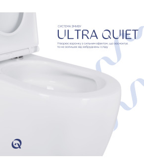 Унітаз підлоговий Qtap Robin New Ultra Quiet безобідковий з сидінням Soft-close WHITE QT13226083AW