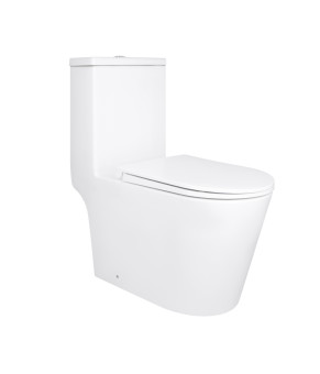 Унітаз-моноблок підлоговий Qtap Kolibri Ultra Quiet безобідковий з сидінням Soft-close WHITE QT10226380W