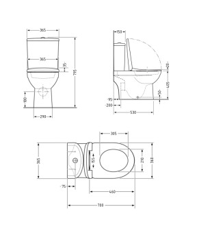 Унітаз-моноблок підлоговий Qtap Kolibri Ultra Quiet безобідковий з сидінням Soft-close WHITE QT10226380W
