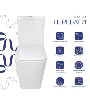 Унітаз підлоговий Qtap Crow Ultra Quiet безобідковий з сідінням Soft-close QTCRO27W51028