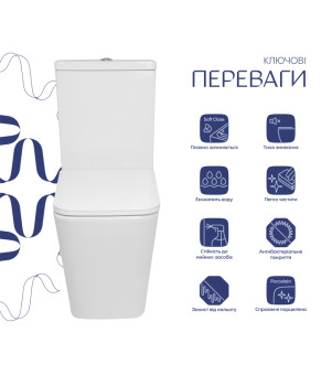 Унітаз підлоговий Qtap Crow Eco Ultra Quiet безобідковий з сідінням Soft-close QTCRO27W51030