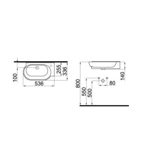 Умывальник Idevit Myra 0201-2505-07, 33х56,5 см, с правым отверстием