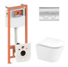 купить недорого Комплект Qtap Scorpio + Nest 4 в 1: Подвесной унитаз с инсталляцией (Chrome) (SD00051289)