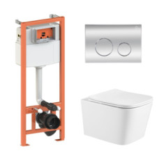 купить недорого Комплект Qtap Crow Ultra Quiet: підвісний унітаз + інсталяція Nest 4 в 1 (хром), SD00051253