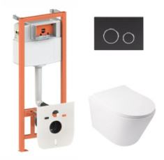 купити недорого Комплект Qtap Swan + Nest 4 в 1, подвесной унитаз, черный матовый (SD00051274)
