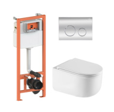 купити недорого Комплект Qtap: подвесной унитаз Taurus + инсталляция Nest 4 в 1 (Chrome) SD00052276