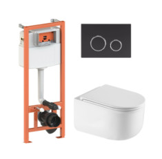 купити недорого Комплект Qtap: подвесной унитаз Taurus + инсталляция Nest (Matt Black) SD00052278
