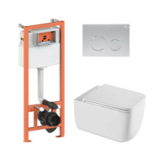 купить недорого Qtap Gemini Ultra Quiet 530х365х373 + Комплект инсталляции Nest 4 в 1 (Круглая клавиша Satin) SD00052282