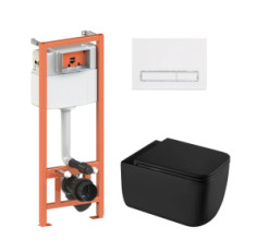 купити недорого Комплект Qtap Gemini Ultra Quiet: подвесной унитаз + инсталляция Nest 4 в 1 (белая линейная клавиша) SD00052295