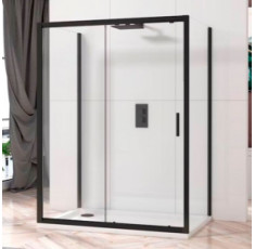 купить недорого Душевая кабина пристенная DUSEL A-517B 130х80х195 раздвижная, профиль черный, стекло прозрачное