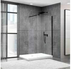 купити недорого Душова перегородка Aquanil FIT 90x195 8мм прозоре скло, профіль чорний (FIT90х195Black)