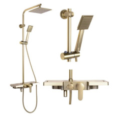 купити недорого Душевой гарнитур REA BRAVO BRUSHED GOLD матовое золото с изливом * (REA-P4121)