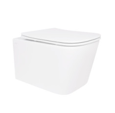 купити недорого Унітаз підвісний Crow Rimless 485х340х330 мм, White, з сидінням Slim Duroplast/ Soft-close/ Quick Release QT05335171RW Qtap