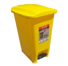 Корзина для мусора с педалью Afacan Plastik SLIM желтый пластик, 30 л SPK-30 105