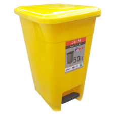 Корзина для сміття Afacan Plastik з педаллю SLIM жовтий пластик, 50 л SPK-50 105