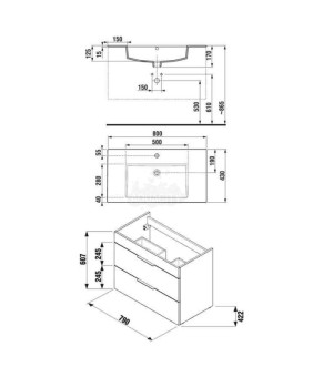 Тумба с раковиной JIKA Cube 80 см H4537621763001