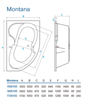 Ванна Koller Pool Montana 150x105 L (45237) с сифоном и ножками