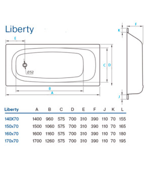 Ванна Koller Pool Liberty 140x70 (88864)