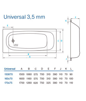 Ванна Koller Pool Universal 160x70 (B60HAH00E)