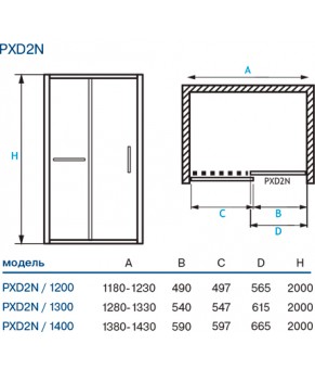 Душевая дверь Koller Pool PXD2N 1400 Brillant Transparent (86844)