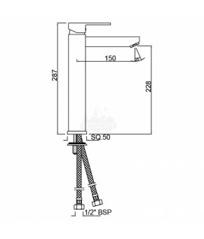 Смеситель Kubix F высокий, хром Jaquar (KUB-CHR-35009NFB)