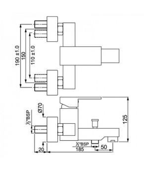Смеситель Kubix F для ванн, хром Jaquar (KUB-CHR-35119F)