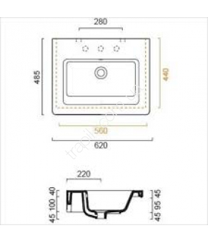 Умывальник Catalano New Light 162LI00 (620х480)