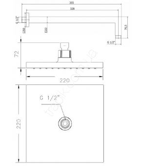 Верхний душ с держателем Genebre Ke35cube