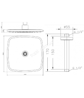 Верхний душ с держателем Genebre Tau15oval