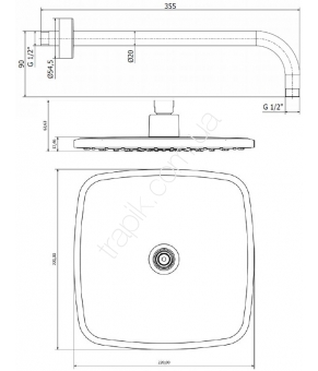 Верхний душ с держателем Genebre Tau35oval