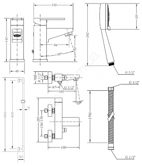 Набор для ванной со штангой GENEBRE Kenjo 04KEV17