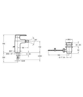 Смеситель Jacob Delafon Kumin E99456-CP