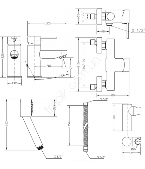Набор смесителей для душа GENEBRE Tau2 03TA2-shower