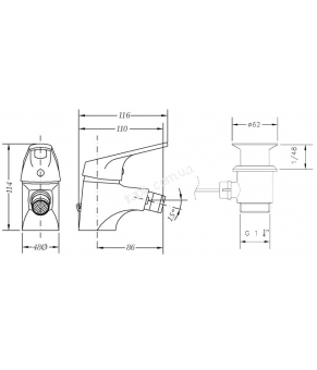 Смеситель для биде GENEBRE Ge2 c донным клапаном 60140224567