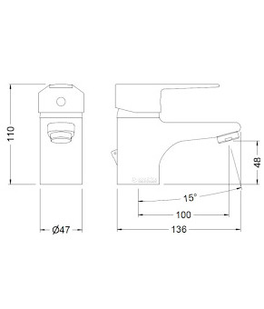 Смеситель для раковины GENEBRE K8 (60130 28 45 66)