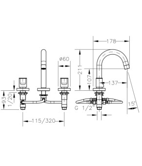 Змішувач для раковини GENEBRE KALO (68124 07 45 66)