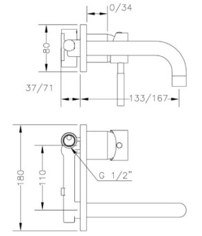 Змішувач для раковини GENEBRE Tau-16 (65131 18 45 66)