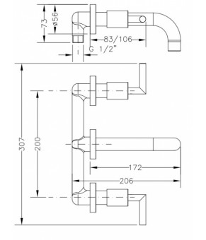 Змішувач для раковини I-16 GENEBRE IXO (68131 12 45 66)
